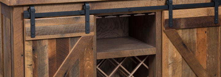 Amish made wine cabinet with decorative black hardware