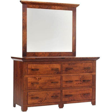 Redmond Wellington Amish Low Dresser with Mirror - Foothills Amish Furniture
