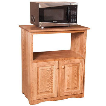 Amish Microwave Cart with Shelf - Foothills Amish Furniture