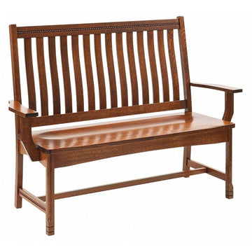 West Lake Mission Amish Bench with Back - Foothills Amish Furniture