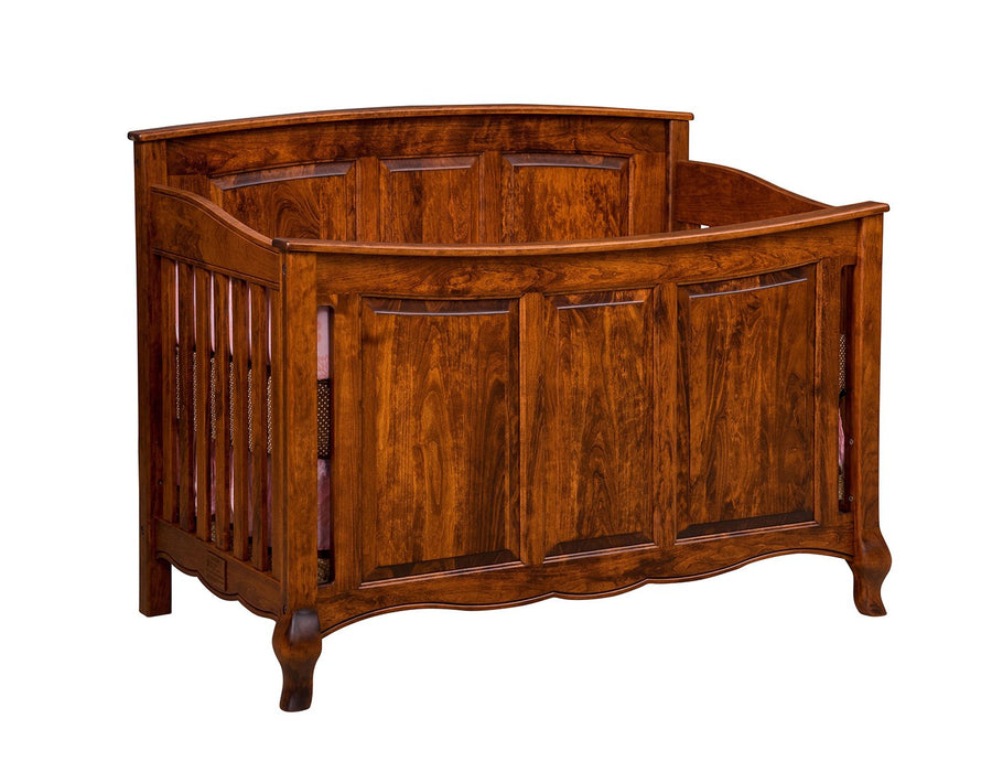 French Country Amish Solid Wood Crib with Panel Footboard - Foothills Amish Furniture