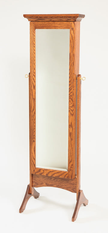 Amish Standing Shaker Mirrored Jewelry Armoire - Foothills Amish Furniture