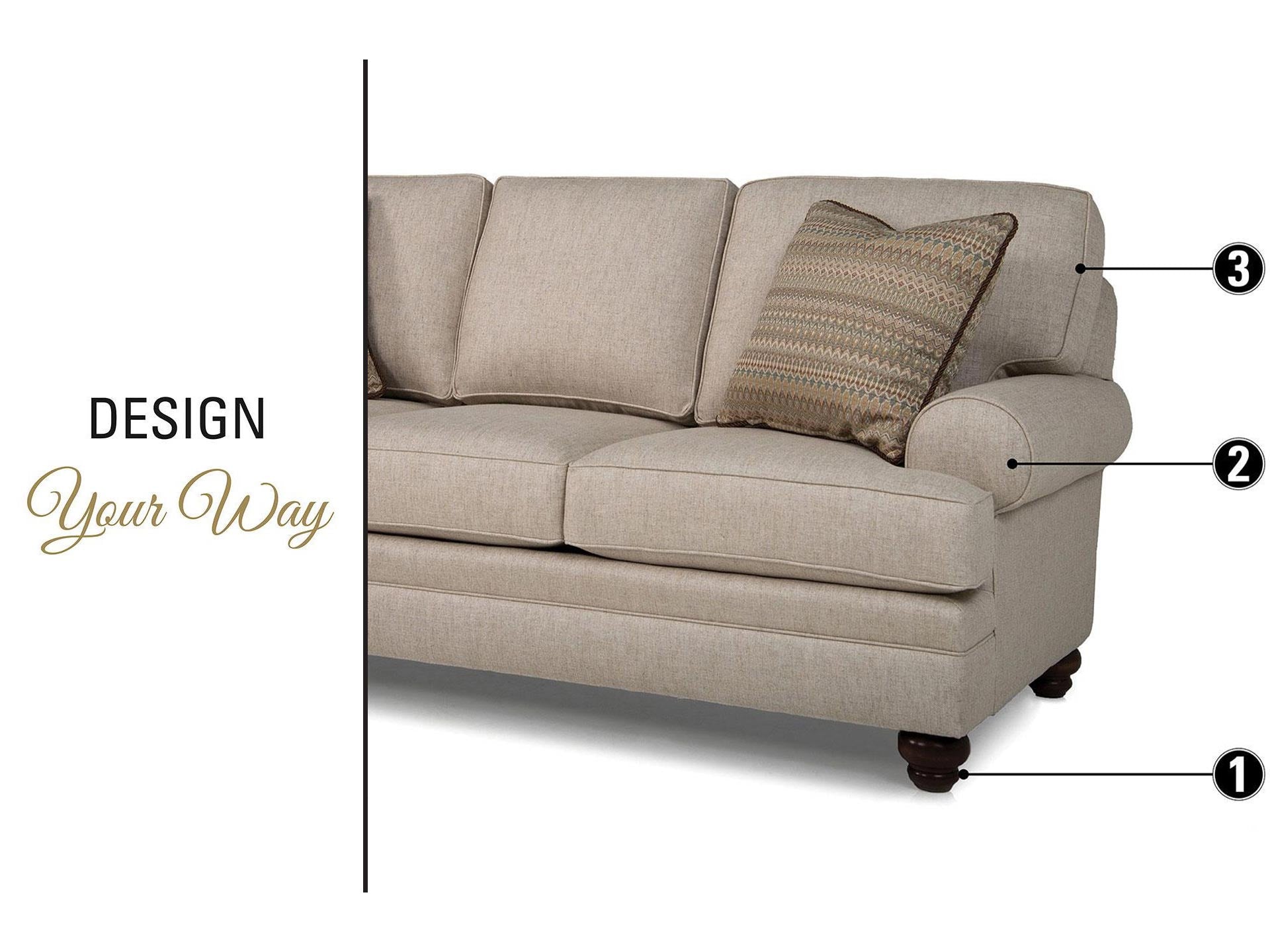 Smith Brothers 5331-C Fabric Sectional & 970 Fabric Ottoman