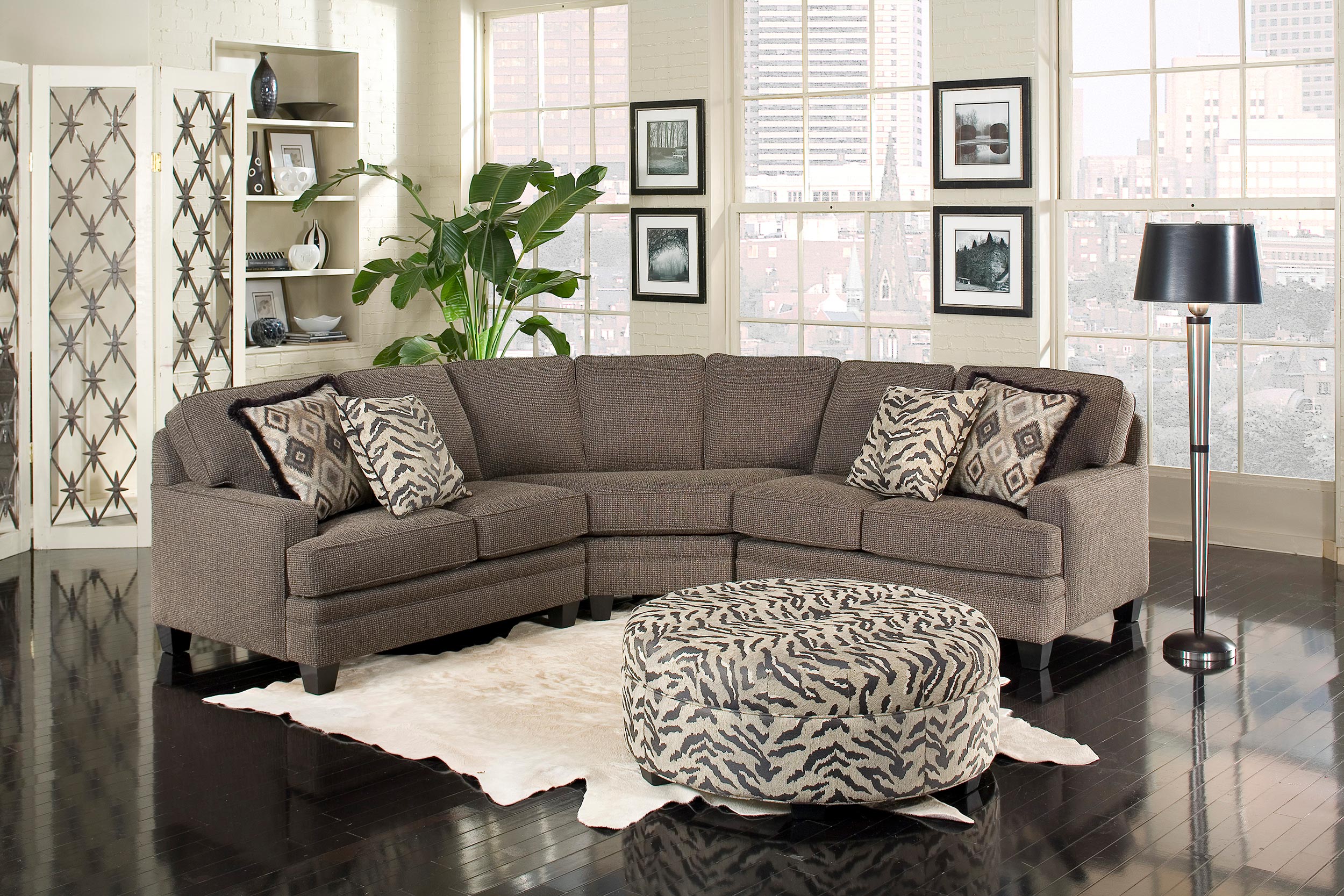Smith Brothers 5331-C Fabric Sectional & 970 Fabric Ottoman