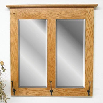 Amish Classic Mission Double Wall Mirror with Hooks - Foothills Amish Furniture
