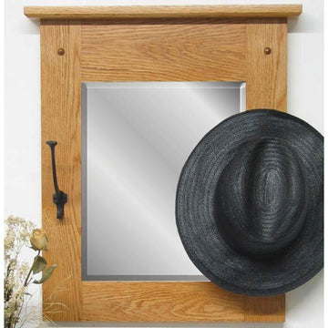 Amish Classic Mission Wall Mirror with Hooks - Foothills Amish Furniture
