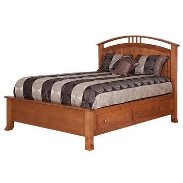 Crescent Amish Panel Bed with Drawer Unit - Foothills Amish Furniture