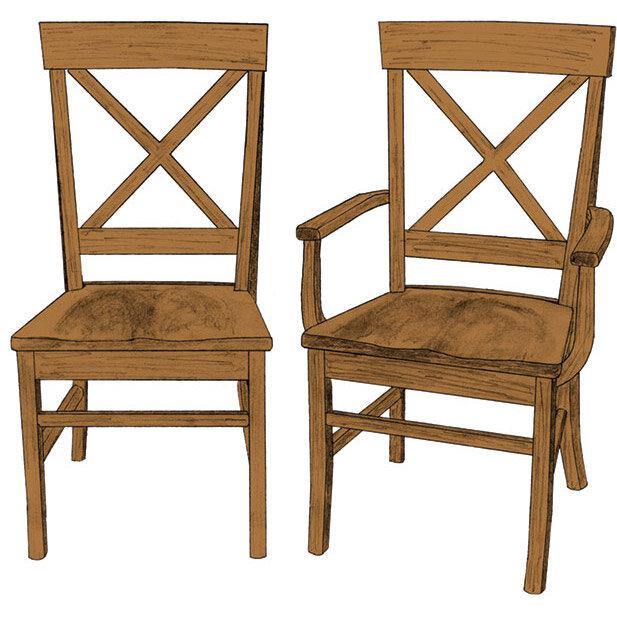 Amish Solid Wood Single X Dining Chair - Foothills Amish Furniture