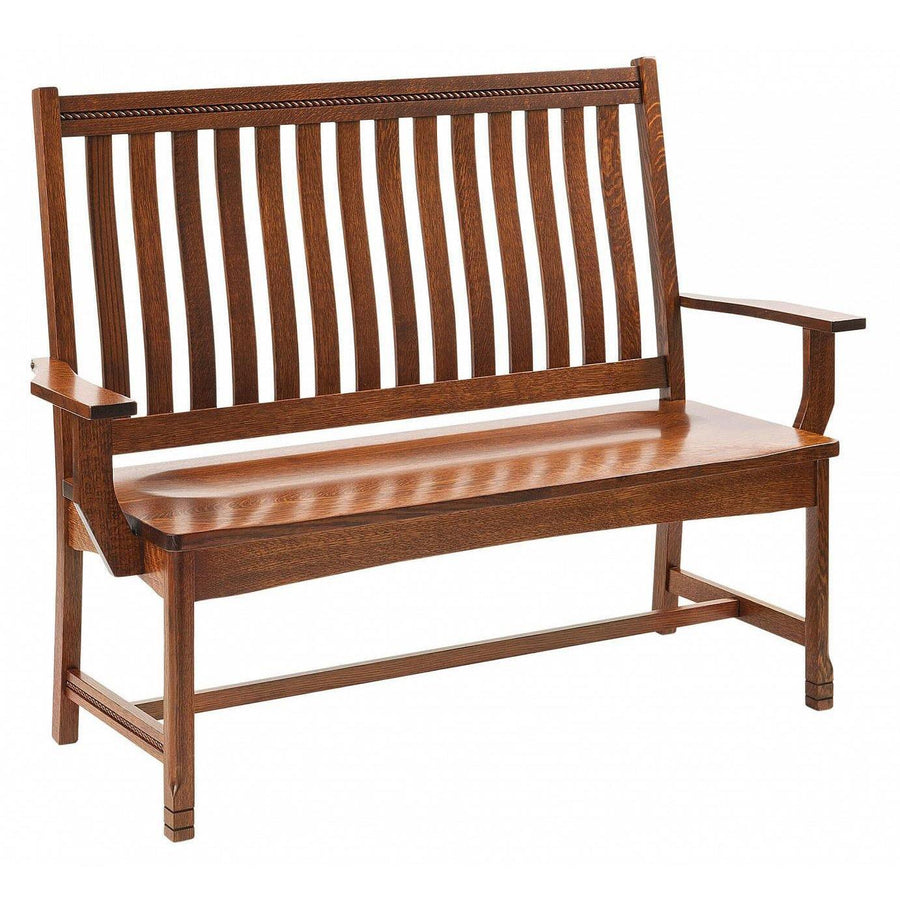 West Lake Mission Amish Bench with Back - Foothills Amish Furniture