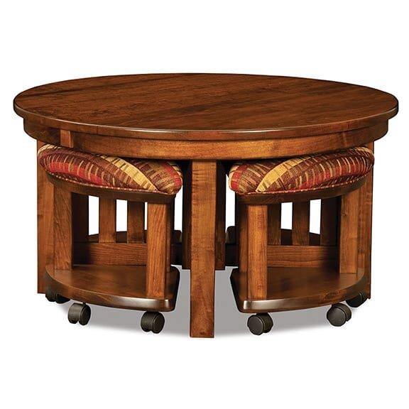 Amish Round Table Bench 5-Piece Set - Foothills Amish Furniture