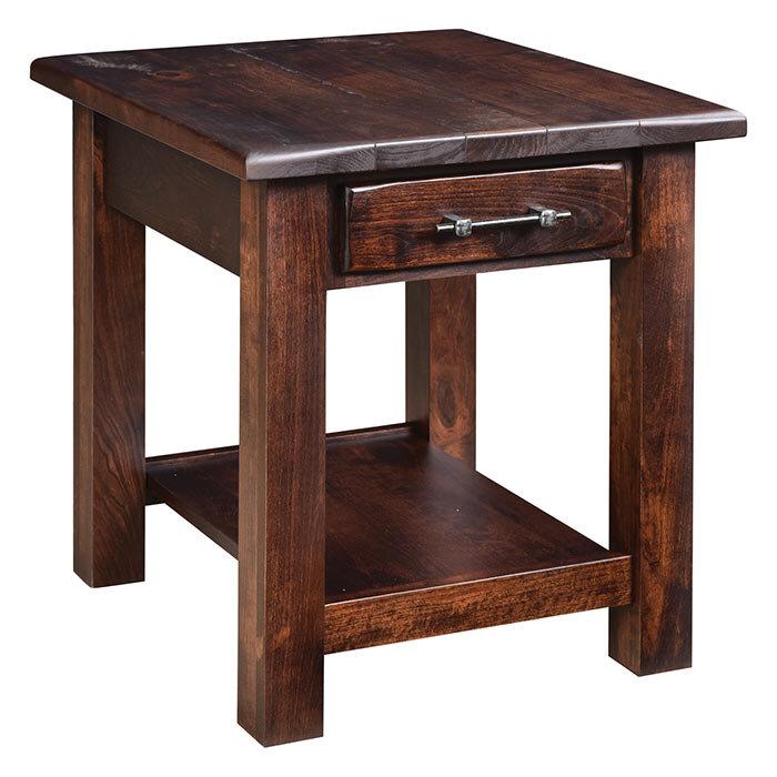 Barn Floor Amish End Table with Drawer - Foothills Amish Furniture