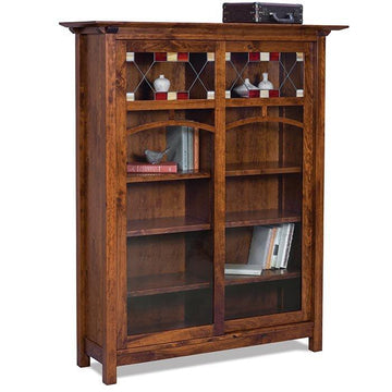 Artesa Sliding Amish Double Door Bookcase - Foothills Amish Furniture