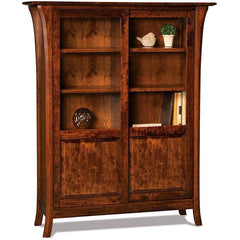 Ensenada Amish Double Bookcase with Sliding Doors - Foothills Amish Furniture