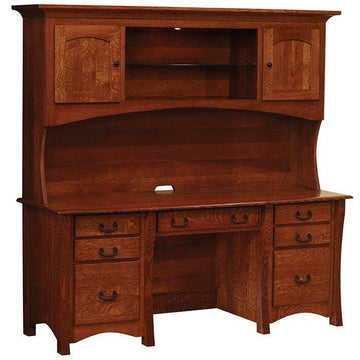 Amish Master Executive Desk with Hutch - Foothills Amish Furniture