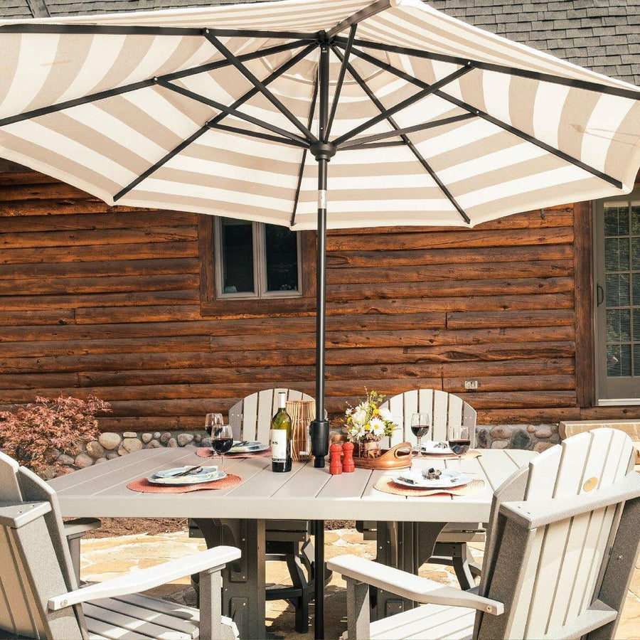 commercial patio tables with umbrella hole Amish Aluminum Outdoor Table Umbrella – Foothills Amish Furniture