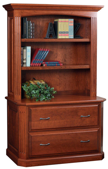Buckingham Amish Lateral File with Bookshelf Hutch - Foothills Amish Furniture