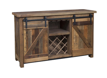 Barn Door Amish Reclaimed Wood Wine Server Table - Foothills Amish Furniture