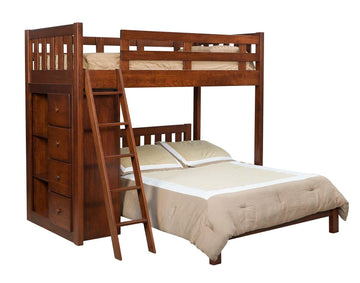 Amish Bunk Bed with Bookcase - Foothills Amish Furniture