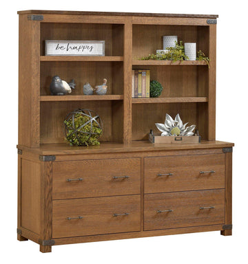 Georgetown Double Amish Lateral File & Hutch - Foothills Amish Furniture