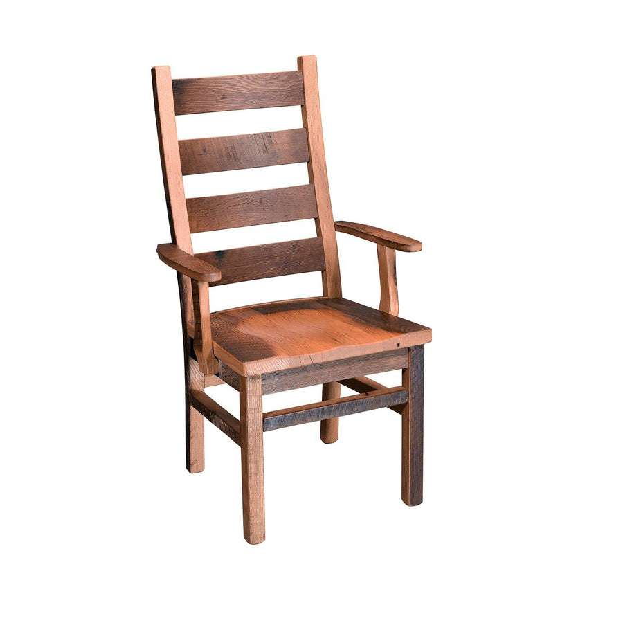 Ladderback Amish Reclaimed Wood Arm Chair - Foothills Amish Furniture