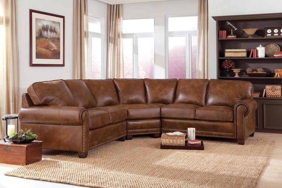 Smith Brothers 393 H Leather Sectional - Foothills Amish Furniture