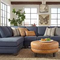Smith Brothers 5371 Fabric Sectional & 898 Leather Ottoman - Foothills Amish Furniture